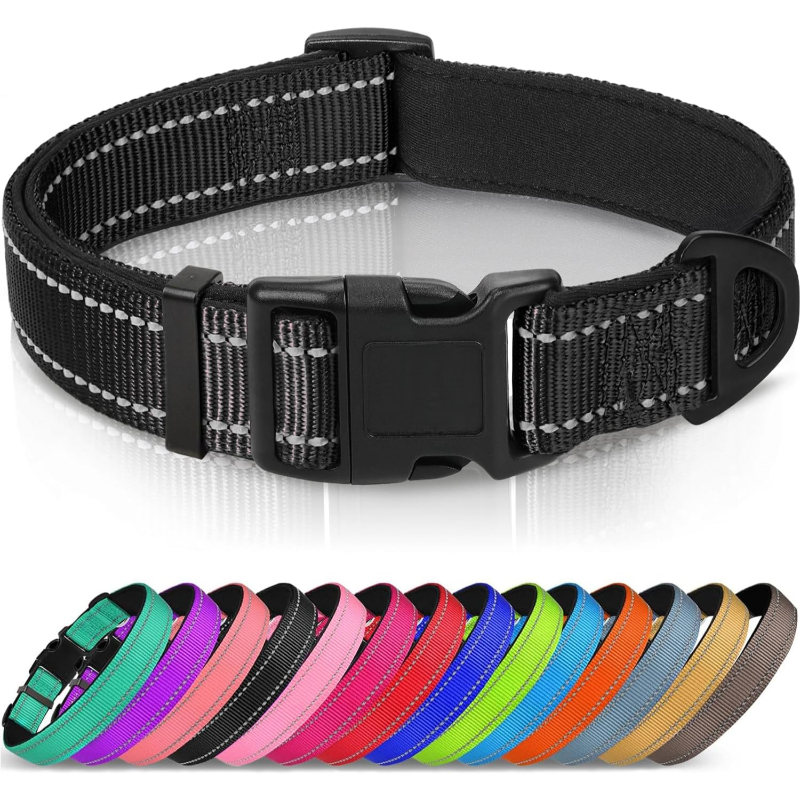 Reflective Adjustable Dog Collar With Quick Release Buckle