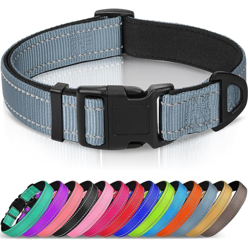 Reflective Adjustable Dog Collar With Quick Release Buckle