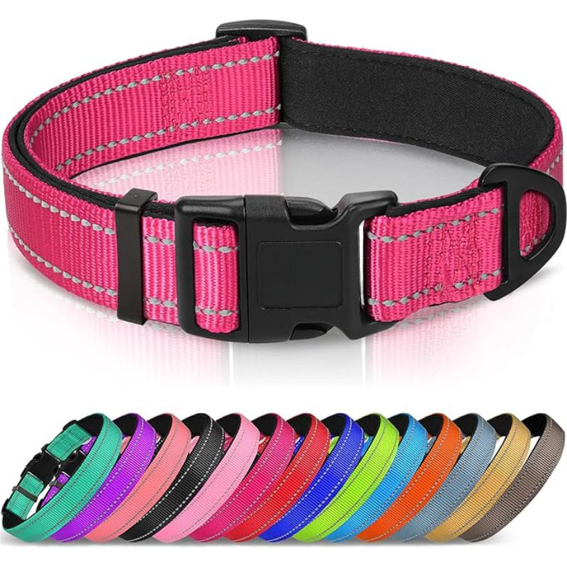 Reflective Adjustable Dog Collar With Quick Release Buckle