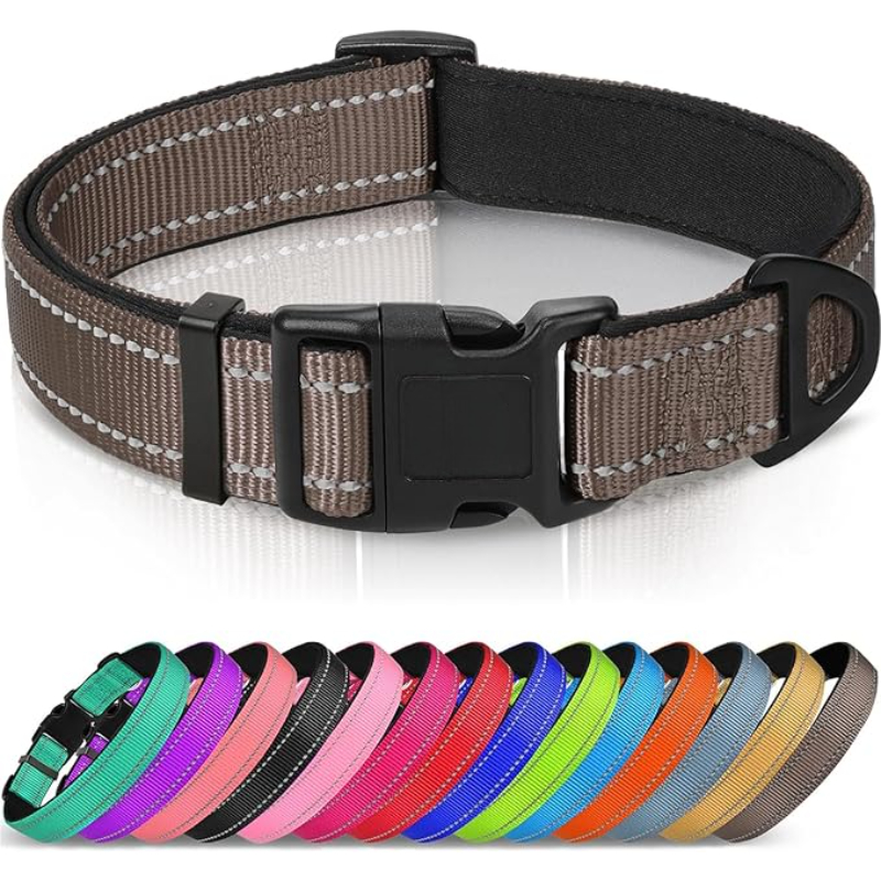 Reflective Adjustable Dog Collar With Quick Release Buckle