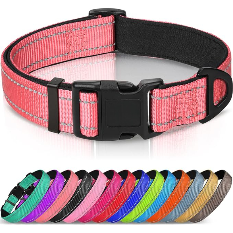 Reflective Adjustable Dog Collar With Quick Release Buckle