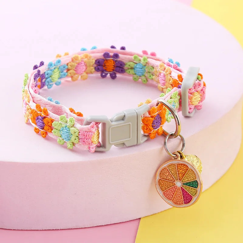 Cartoon Footprint Pet Collar With Bell