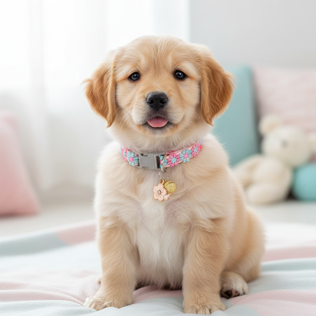 Cartoon Footprint Pet Collar With Bell