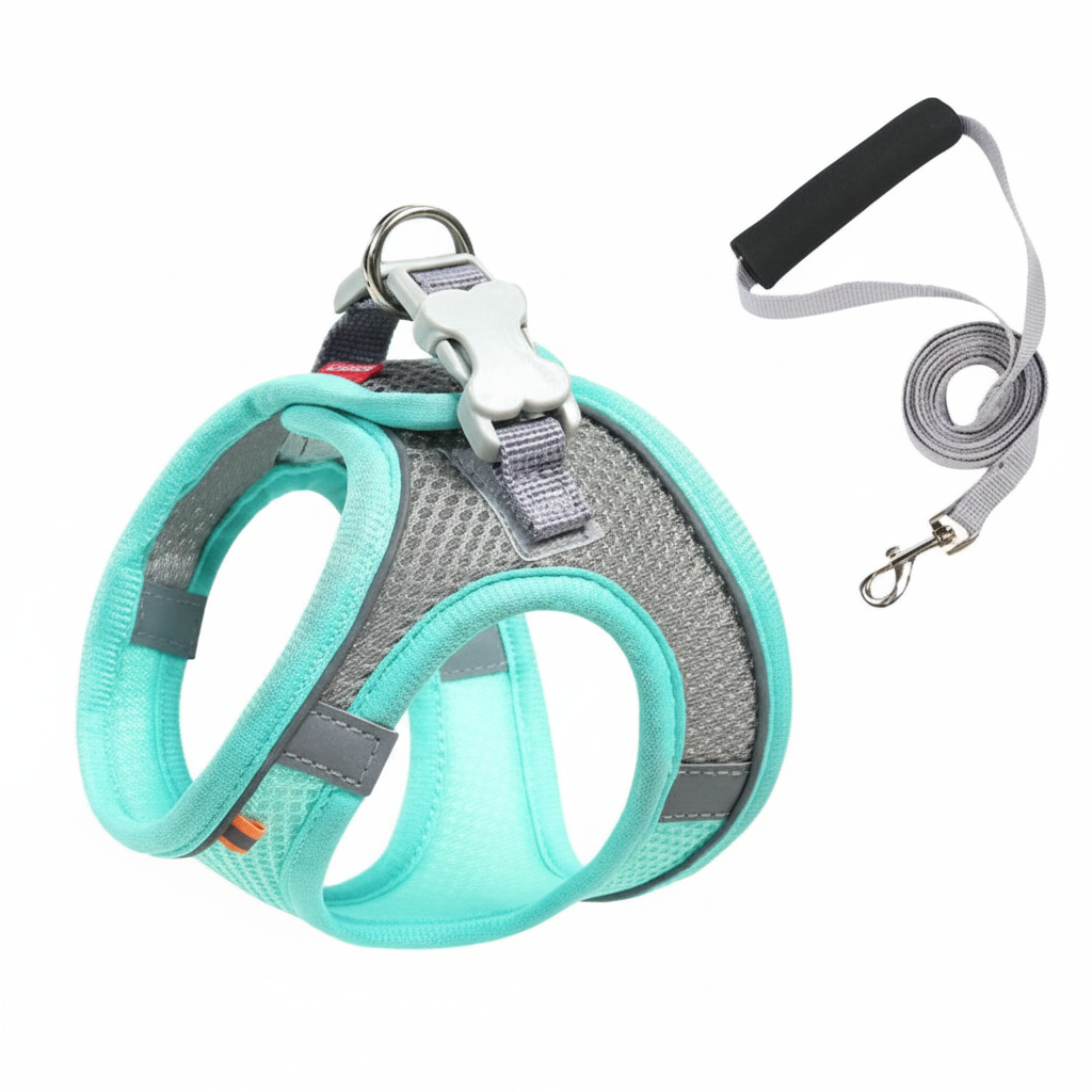 Adjustable Step In Dog Harness With Leash Set