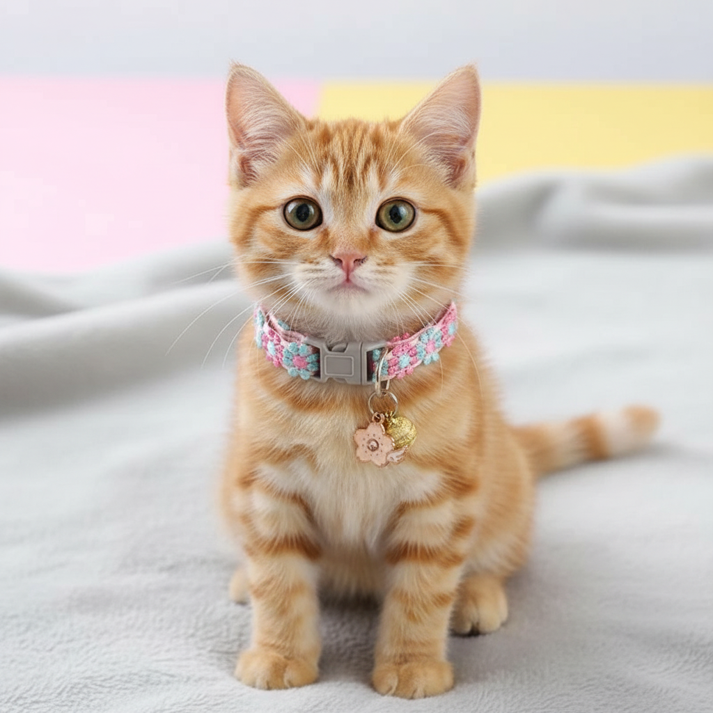 Cartoon Footprint Pet Collar With Bell